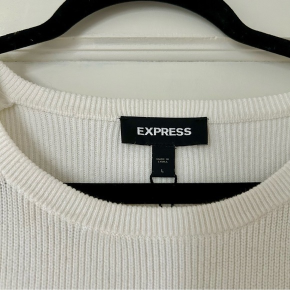 Express Cream White Shoulder Pad Sleeveless Knit Top - Picture 2 of 5